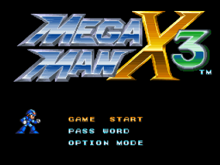 Mega Man X title screen for Super Nintendo